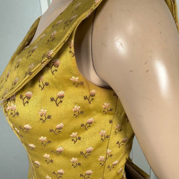 Vintage 60s Mr Mort Women's Dress Brocade Floral Cotton Pockets Party N3 - Picture 4 of 11